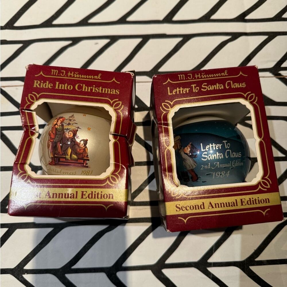 Set of two vintage Hummel Christmas ornaments